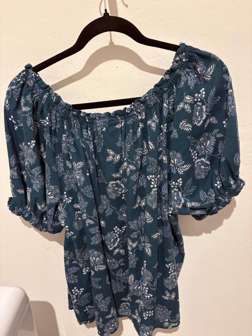 GAP Teal Floral Peasant Blouse